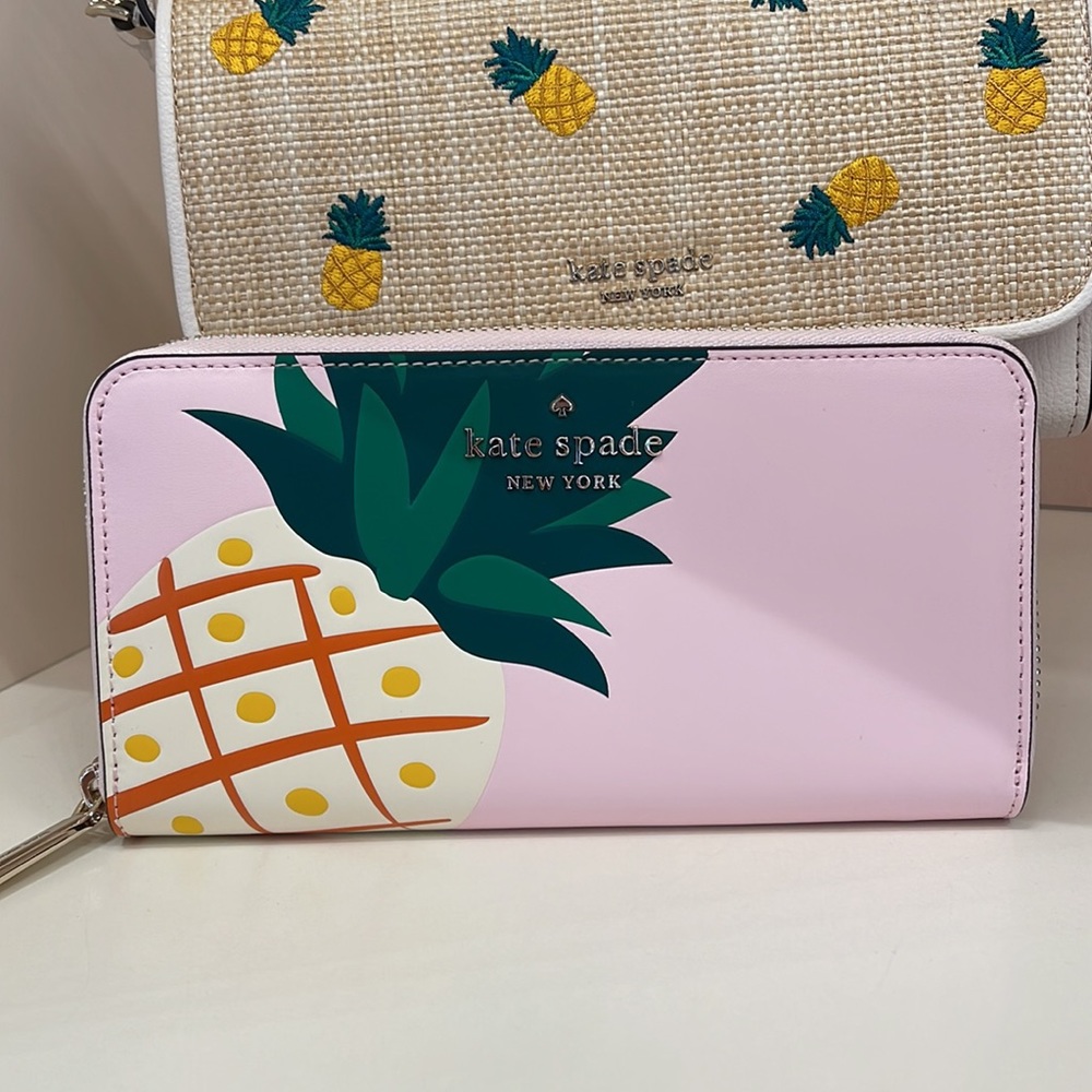 Kate Spade Pineapple Large Continental Wallet Pink Multi - Picture 14 of 16
